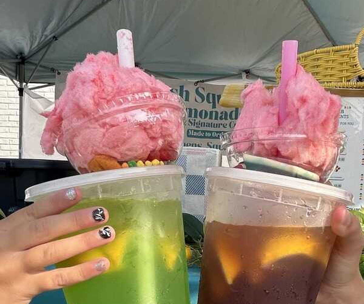 Two cotton-candy topped lemonades from Lovey's Lemon Lab